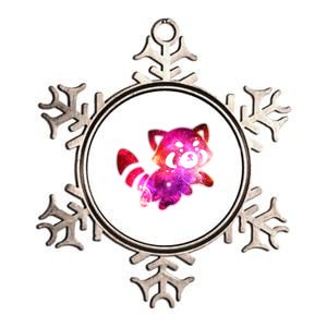 Funny Cute Space Galaxy Red Panda Metallic Star Ornament