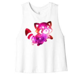 Funny Cute Space Galaxy Red Panda Women's Racerback Cropped Tank