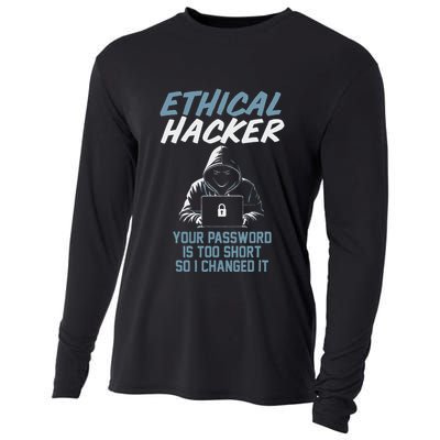 Funny Cyber Security Ethical Hacker Your Password Is Too Cooling Performance Long Sleeve Crew
