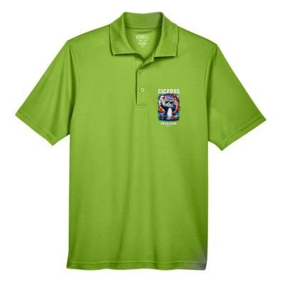 Funny Cat Selfie Cicadas Invasion 2024 Men's Origin Performance Pique Polo