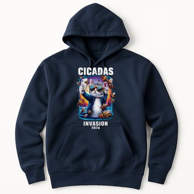 Funny Cat Selfie Cicadas Invasion 2024 Hoodie