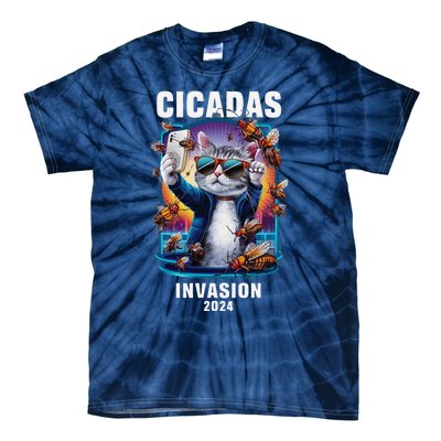 Funny Cat Selfie Cicadas Invasion 2024 Tie-Dye T-Shirt