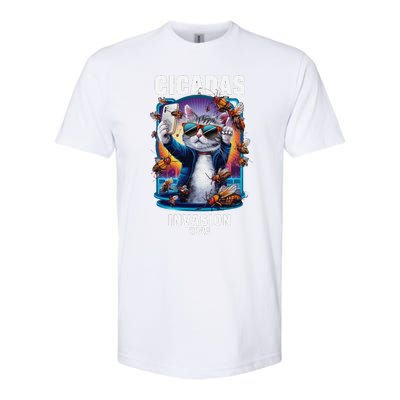 Funny Cat Selfie Cicadas Invasion 2024 Softstyle CVC T-Shirt