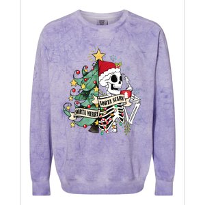 Funny Christmas Skeleton Sorta Merry Sorta Scary Feral Xmas Colorblast Crewneck Sweatshirt