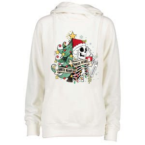 Funny Christmas Skeleton Sorta Merry Sorta Scary Feral Xmas Womens Funnel Neck Pullover Hood