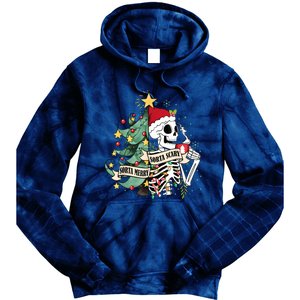 Funny Christmas Skeleton Sorta Merry Sorta Scary Feral Xmas Tie Dye Hoodie