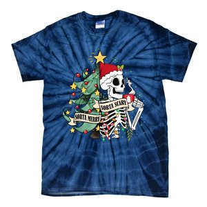 Funny Christmas Skeleton Sorta Merry Sorta Scary Feral Xmas Tie-Dye T-Shirt