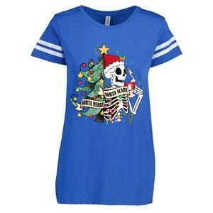 Funny Christmas Skeleton Sorta Merry Sorta Scary Feral Xmas Enza Ladies Jersey Football T-Shirt