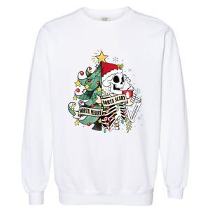 Funny Christmas Skeleton Sorta Merry Sorta Scary Feral Xmas Garment-Dyed Sweatshirt