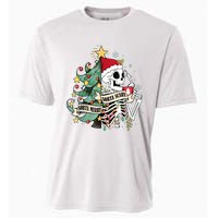 Funny Christmas Skeleton Sorta Merry Sorta Scary Feral Xmas Cooling Performance Crew T-Shirt