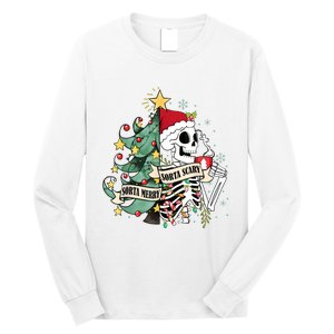 Funny Christmas Skeleton Sorta Merry Sorta Scary Feral Xmas Long Sleeve Shirt