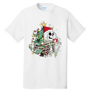 Funny Christmas Skeleton Sorta Merry Sorta Scary Feral Xmas Tall T-Shirt