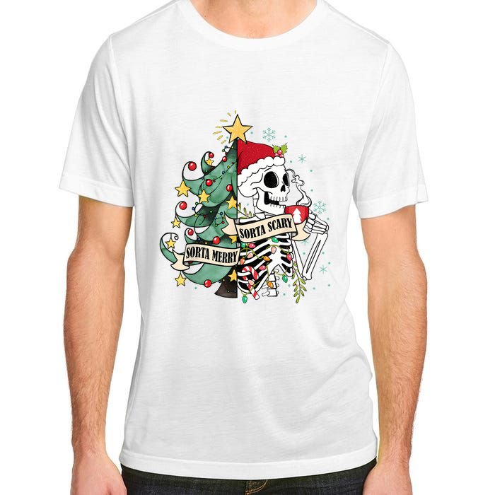 Funny Christmas Skeleton Sorta Merry Sorta Scary Feral Xmas Adult ChromaSoft Performance T-Shirt