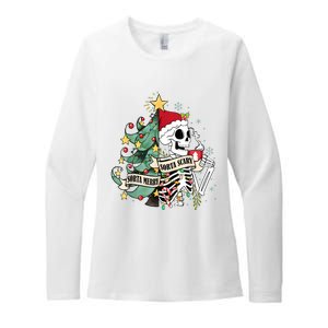 Funny Christmas Skeleton Sorta Merry Sorta Scary Feral Xmas Womens CVC Long Sleeve Shirt