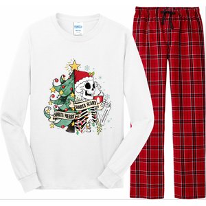 Funny Christmas Skeleton Sorta Merry Sorta Scary Feral Xmas Long Sleeve Pajama Set