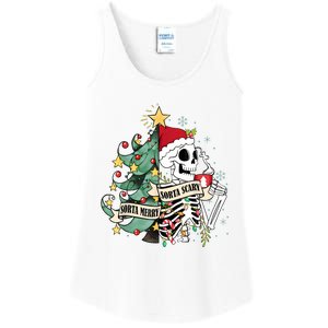 Funny Christmas Skeleton Sorta Merry Sorta Scary Feral Xmas Ladies Essential Tank