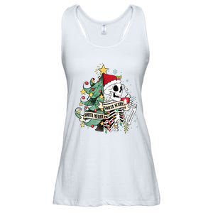 Funny Christmas Skeleton Sorta Merry Sorta Scary Feral Xmas Ladies Essential Flowy Tank