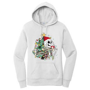 Funny Christmas Skeleton Sorta Merry Sorta Scary Feral Xmas Women's Pullover Hoodie