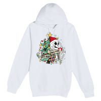 Funny Christmas Skeleton Sorta Merry Sorta Scary Feral Xmas Premium Pullover Hoodie