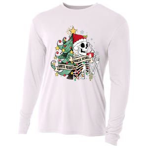 Funny Christmas Skeleton Sorta Merry Sorta Scary Feral Xmas Cooling Performance Long Sleeve Crew