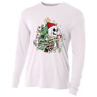 Funny Christmas Skeleton Sorta Merry Sorta Scary Feral Xmas Cooling Performance Long Sleeve Crew