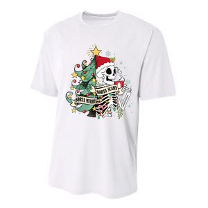 Funny Christmas Skeleton Sorta Merry Sorta Scary Feral Xmas Performance Sprint T-Shirt