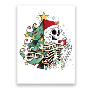 Funny Christmas Skeleton Sorta Merry Sorta Scary Feral Xmas Poster