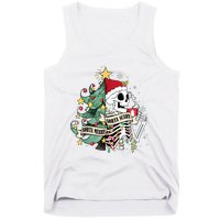 Funny Christmas Skeleton Sorta Merry Sorta Scary Feral Xmas Tank Top