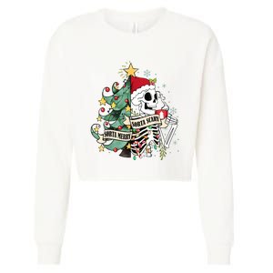 Funny Christmas Skeleton Sorta Merry Sorta Scary Feral Xmas Cropped Pullover Crew