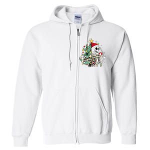 Funny Christmas Skeleton Sorta Merry Sorta Scary Feral Xmas Full Zip Hoodie