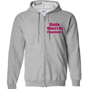 Funny Couture Sarcastic Quote Dude Wheres My Couture Pink Full Zip Hoodie