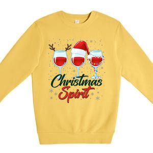 Funny Christmas Spirit Wine Lover Premium Crewneck Sweatshirt