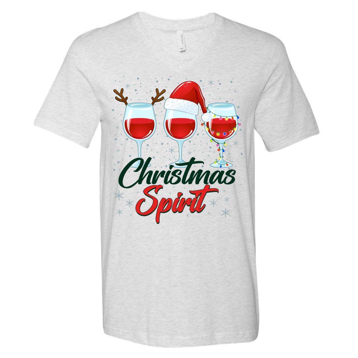 Funny Christmas Spirit Wine Lover V-Neck T-Shirt