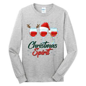 Funny Christmas Spirit Wine Lover Tall Long Sleeve T-Shirt