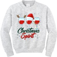 Funny Christmas Spirit Wine Lover Kids Sweatshirt