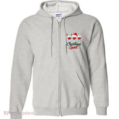 Funny Christmas Spirit Wine Lover Full Zip Hoodie