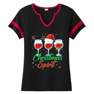 Funny Christmas Spirit Wine Lover Ladies Halftime Notch Neck Tee