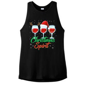 Funny Christmas Spirit Wine Lover Ladies PosiCharge Tri-Blend Wicking Tank