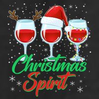 Funny Christmas Spirit Wine Lover 7 Panel Mesh Trucker Snapback Hat
