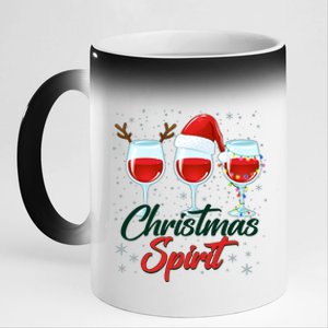 Funny Christmas Spirit Wine Lover 11oz Black Color Changing Mug