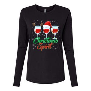 Funny Christmas Spirit Wine Lover Womens Cotton Relaxed Long Sleeve T-Shirt