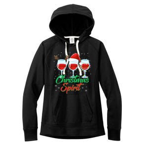 Funny Christmas Spirit Wine Lover Women's Fleece Hoodie