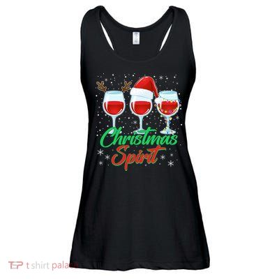 Funny Christmas Spirit Wine Lover Ladies Essential Flowy Tank