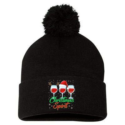 Funny Christmas Spirit Wine Lover Pom Pom 12in Knit Beanie