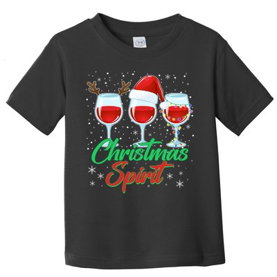 Funny Christmas Spirit Wine Lover Toddler T-Shirt