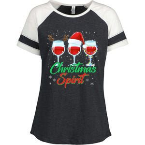 Funny Christmas Spirit Wine Lover Enza Ladies Jersey Colorblock Tee