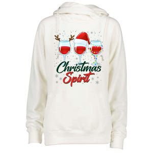 Funny Christmas Spirit Wine Lover Womens Funnel Neck Pullover Hood