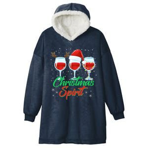 Funny Christmas Spirit Wine Lover Hooded Wearable Blanket