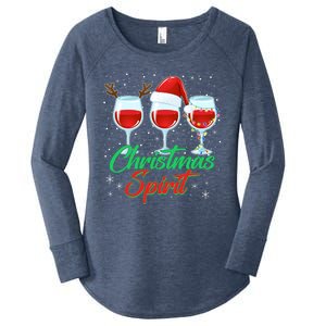 Funny Christmas Spirit Wine Lover Women's Perfect Tri Tunic Long Sleeve Shirt