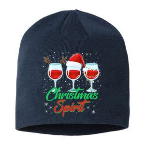 Funny Christmas Spirit Wine Lover Sustainable Beanie